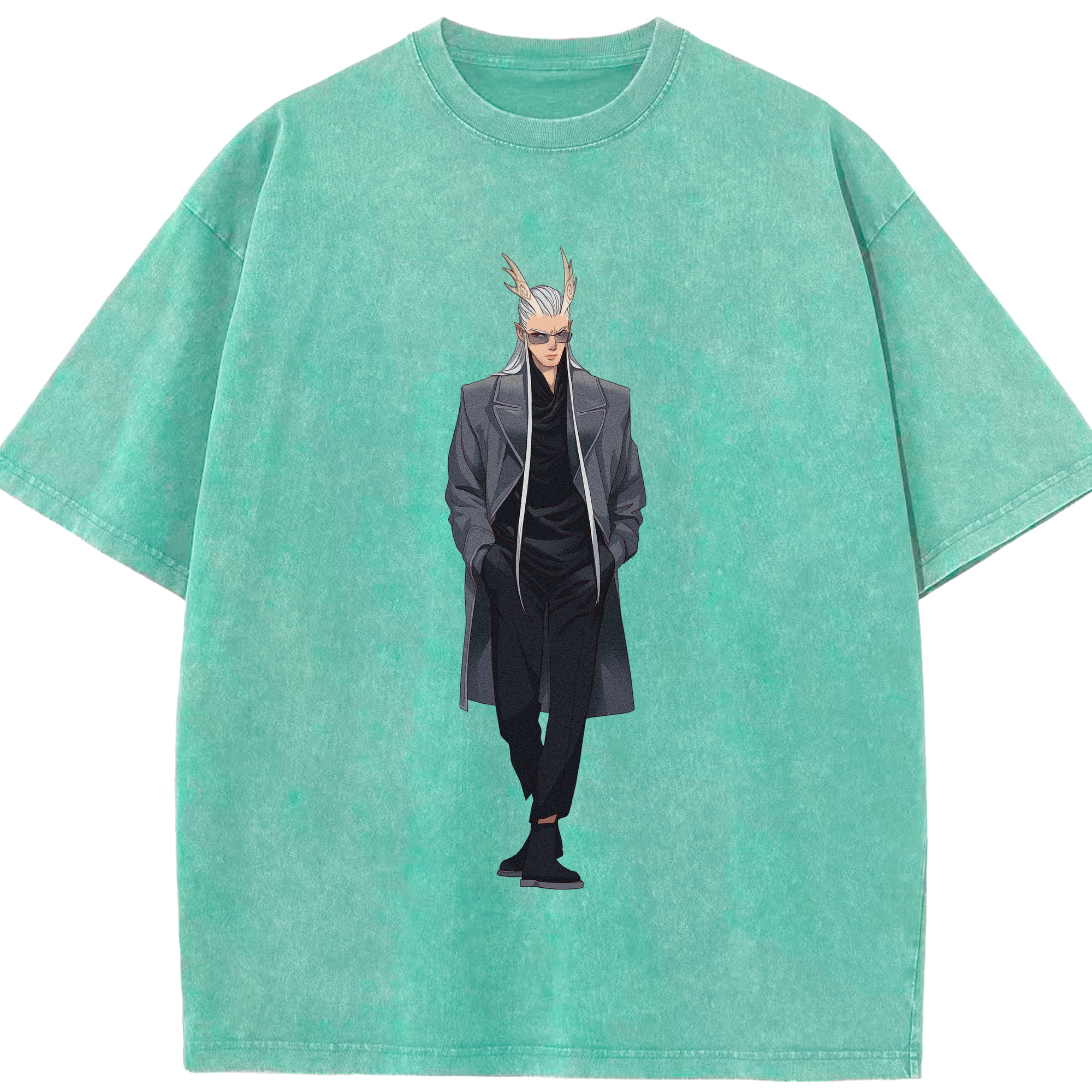 （画像用） Ne Zha 2 ナタ 魔童の大暴れ 綿100% ヴィンテージ風 半袖Tシャツ（フロントプリント）